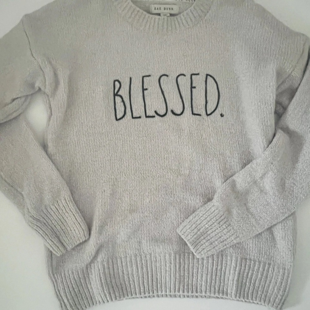 Rae Dunn Heathered Gray Sweater Medium